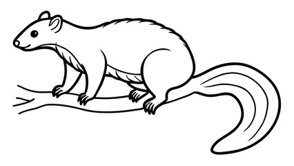 Minimalist Line Drawing Binturong on Branch bearcat