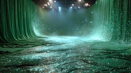 Emerald Green Stage with Sparkling Floor