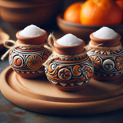 **Clay Salt Container**: Small covered jars for keeping salt in the kitchen.  
