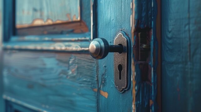 Open door with keys, key in keyhole