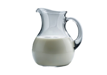Glass Pitcher Filled with Fresh Milk isolated on transparent background. Generative Ai