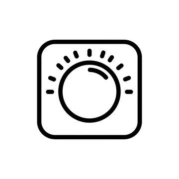 Minimal icon of an appliance timer switch in black outline