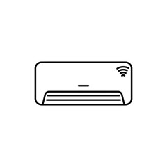 Fototapeta premium Minimalist icon of a motion sensor air conditioner in black outline