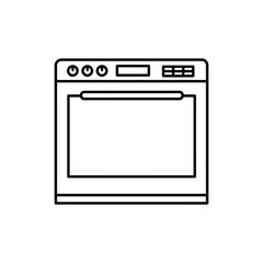 Minimalist icon of a wall oven with timer in black outline