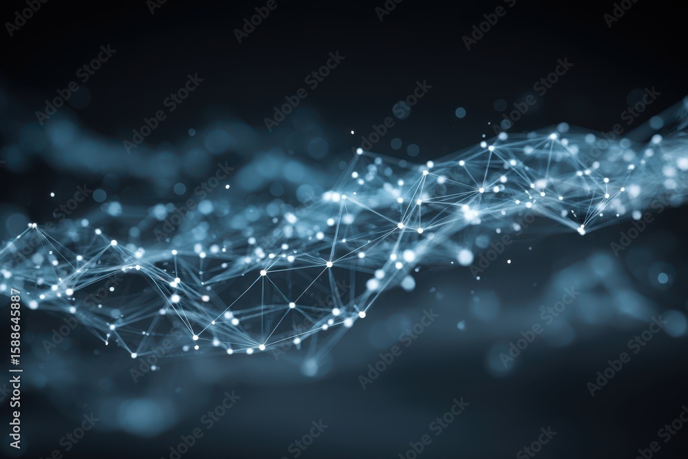 Poster abstract technology background with interconnected lines and dots, symbolizing connectivity and netw