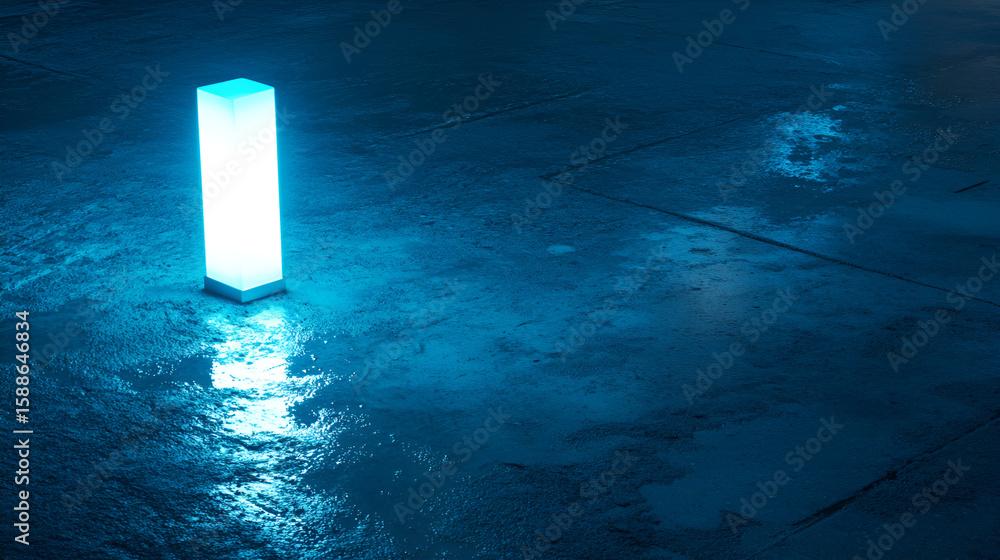 Aufkleber a lit rectangular light source illuminates a wet dark tilelike surface
