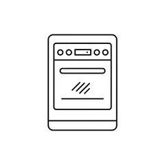 Thin linear icon of a touchscreen oven interface in black outline