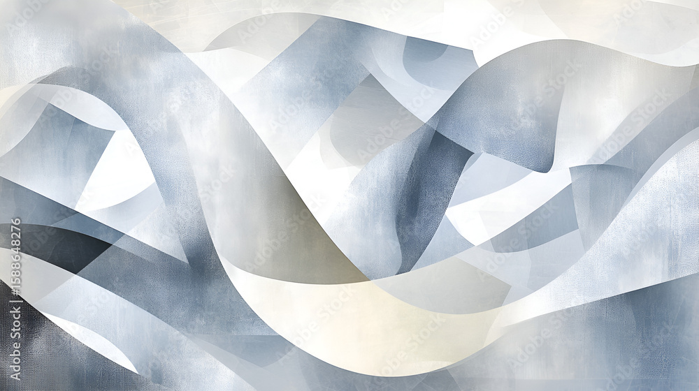 Aufkleber abstract layered shapes in shades of blue gray and white create a dynamic textured composition