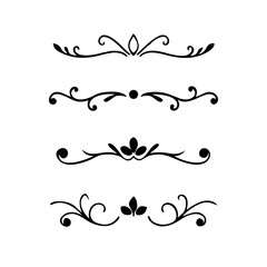 Set of Vintage decorative lines. text dividers. Line border. Lines separators, Borders, Vintage dividers, Underline elements. Divider set vector. Vector illustration.Line dividers.	