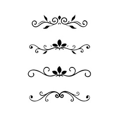Set of Vintage decorative lines. text dividers. Line border. Lines separators, Borders, Vintage dividers, Underline elements. Divider set vector. Vector illustration.Line dividers.	