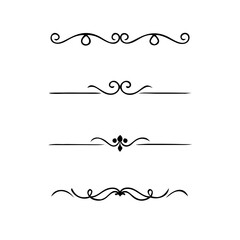 Set of Vintage decorative lines. text dividers. Line border. Lines separators, Borders, Vintage dividers, Underline elements. Divider set vector. Vector illustration.Line dividers.	