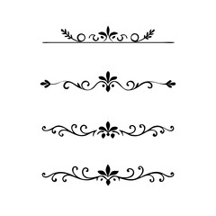 Set of Vintage decorative lines. text dividers. Line border. Lines separators, Borders, Vintage dividers, Underline elements. Divider set vector. Vector illustration.Line dividers.	