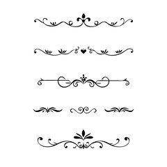 Set of Vintage decorative lines. text dividers. Line border. Lines separators, Borders, Vintage dividers, Underline elements. Divider set vector. Vector illustration.Line dividers.	