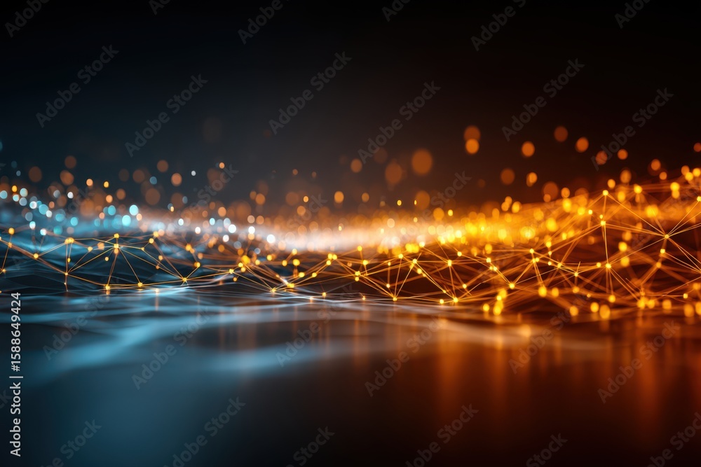 Poster a futuristic abstract technology background featuring glowing lights and lines, resembling a digital