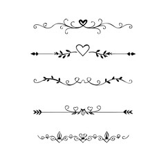 Obraz premium Set of Vintage decorative lines. text dividers. Line border. Lines separators, Borders, Vintage dividers, Underline elements. Divider set vector. Vector illustration.Line dividers. 