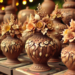 **Clay Decorative Vase**: Vases for home decoration or storing dried flowers.  
