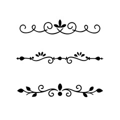 Set of Vintage decorative lines. text dividers. Line border. Lines separators, Borders, Vintage dividers, Underline elements. Divider set vector. Vector illustration.Line dividers.	