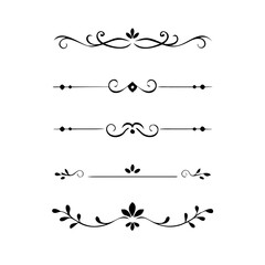Fototapeta premium Set of Vintage decorative lines. text dividers. Line border. Lines separators, Borders, Vintage dividers, Underline elements. Divider set vector. Vector illustration.Line dividers. 