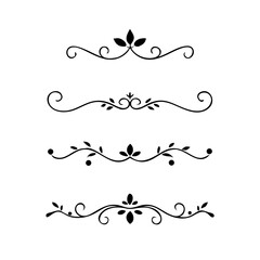 Set of Vintage decorative lines. text dividers. Line border. Lines separators, Borders, Vintage dividers, Underline elements. Divider set vector. Vector illustration.Line dividers.	