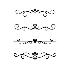 Set of Vintage decorative lines. text dividers. Line border. Lines separators, Borders, Vintage dividers, Underline elements. Divider set vector. Vector illustration.Line dividers.	