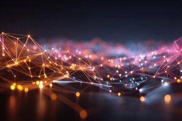 A dark background with numerous glowing lights creating a vibrant and dynamic visual display.