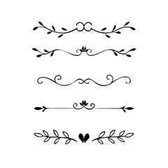 Obraz premium Set of Vintage decorative lines. text dividers. Line border. Lines separators, Borders, Vintage dividers, Underline elements. Divider set vector. Vector illustration.Line dividers. 
