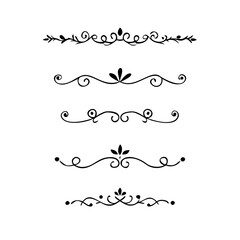 Obraz premium Set of Vintage decorative lines. text dividers. Line border. Lines separators, Borders, Vintage dividers, Underline elements. Divider set vector. Vector illustration.Line dividers. 