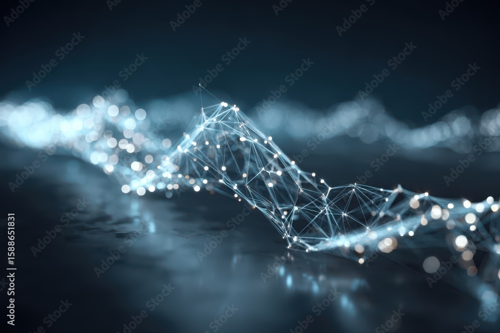Poster an abstract technology background featuring interconnected lines and dots, resembling electronic cir
