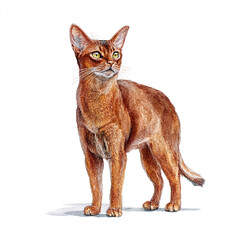 Fototapeta premium Abyssinian cat facing sideways isolated on white background