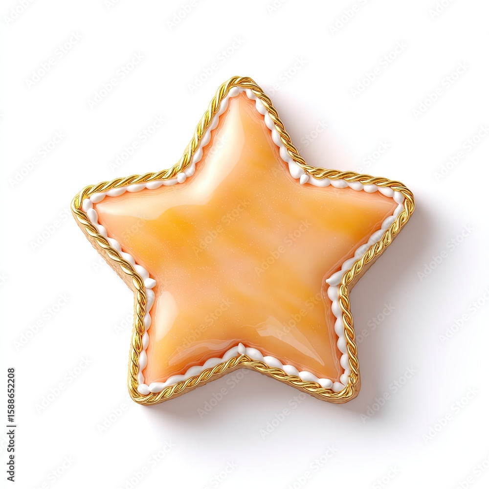 Poster star-shaped decorative item with soft orange color and elegant detailing on a white background