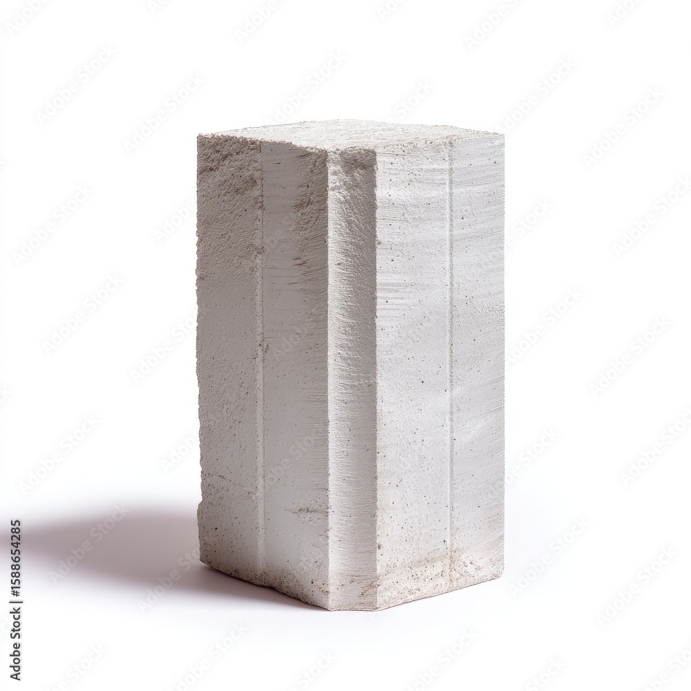 Poster minimalist concrete block on white background for architectural and design concepts