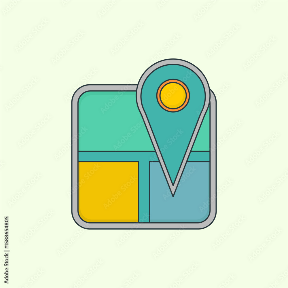 Aufkleber map icon. icon related to design elements. suitable for web site, app, user interfaces,element, prin