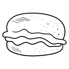 Hand drawn doodle hamburger on white background.
