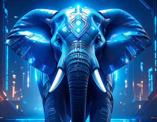Elephant futuristic style background with bluish light