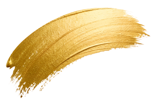 Single gold brushstroke , metallic textured paint smear with elegant curved design - Powered by Adobe