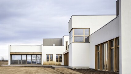 Fototapeta premium Contemporary House with Sleek Design and Large Windows