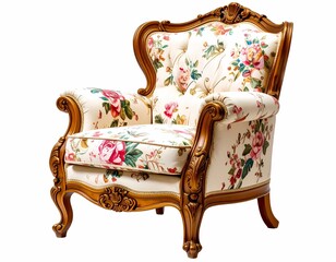 French Louis XV Armchair with Needlepoint Upholstery and Gilt Wood &ndash; 1800s Vintage Chair