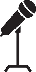 Silhouette vector of microphone on stand for live performance. Great for concert, podcast, or stage design use.