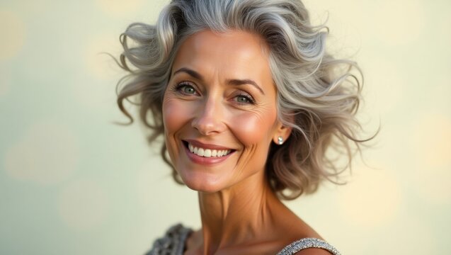 Hermosa mujer madura radiante sonriendo