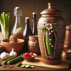 **Clay Pickle Fermenter**: Tall jars specialized in fermenting vegetables.  
