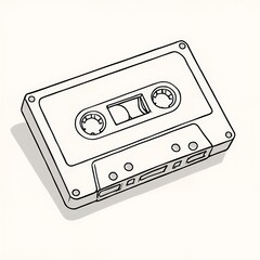 Retro Cassette Tape: The monochromatic minimalist illustration of an analog cassette tape evokes a sense of nostalgia for music lovers. With clean lines and a focus on detail.