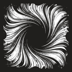 Fototapeta premium Dynamic swirling abstract frame with bold white brushstrokes creating a vortex effect against a black background