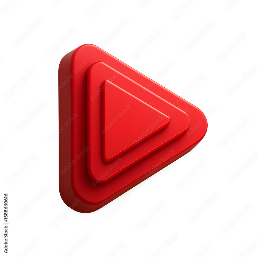 Poster red play button: a captivating, three-dimensional red play button, perfectly capturing the essence o