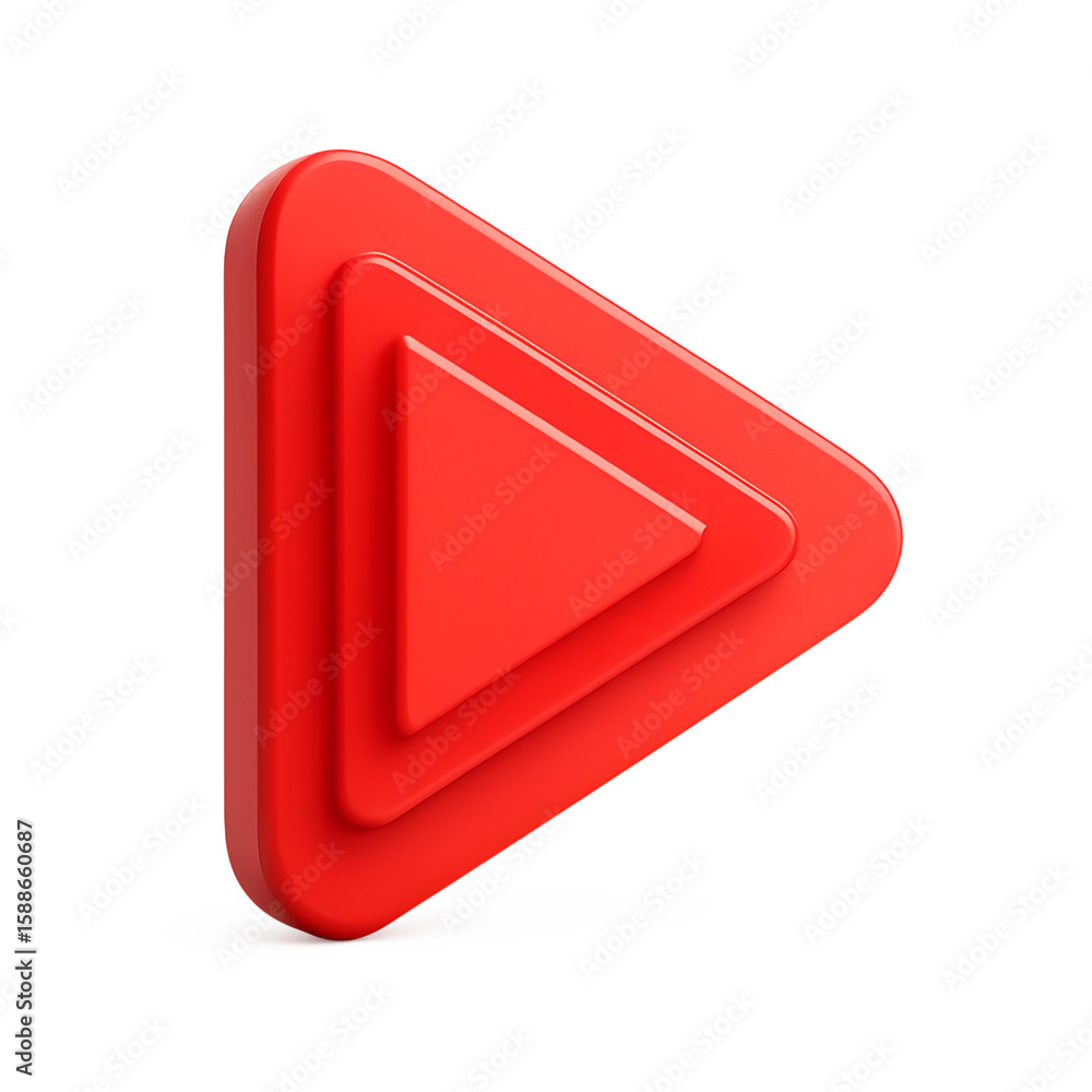 Fototapete red play button 3d render: a vibrant red 3d-rendered play button, perfect for adding a dynamic touch