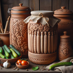 **Clay Pickle Fermenter**: Tall jars specialized in fermenting vegetables.  
