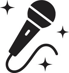 Silhouette vector of a karaoke microphone. Perfect for music, singing, entertainment, party, and vocal performance use.