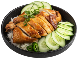 singaporean authentic cantonese chicken garnished