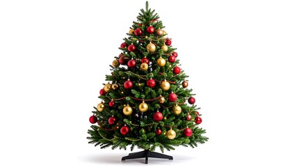 Decorated Christmas tree against white