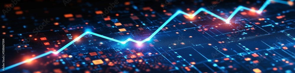 Aufkleber digital data analysis and stock exchange trade graph chart concept for finance business insights