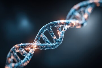 Fototapeta premium An abstract visualization of remote medical monitoring represented by a DNA strand repeated multiple times, symbolizing advanced healthcare technology and genetic research.